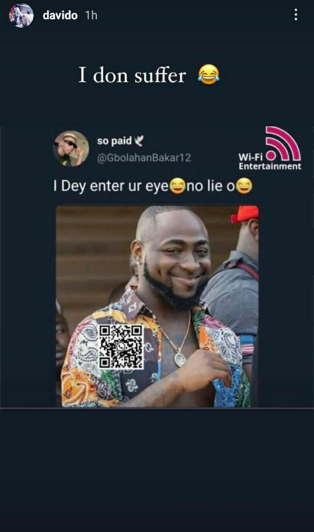 "I don suffer" - Davido reacts to his photo used as funny meme