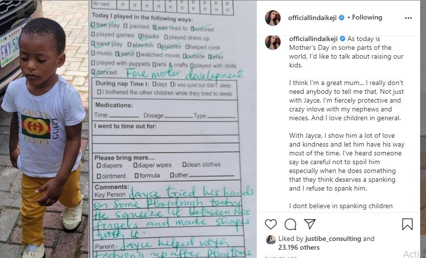 Linda Ikeji spank son