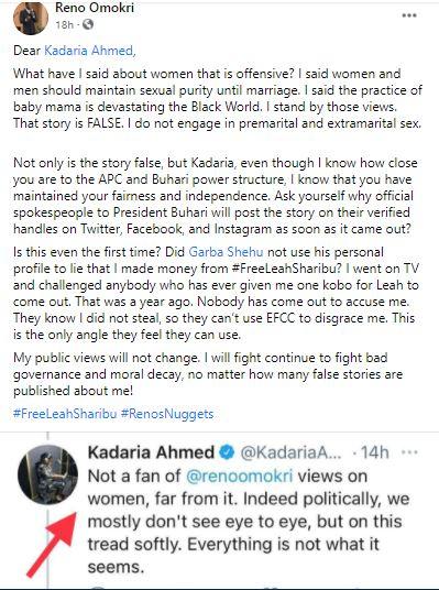 "That story is false" - Reno Omokri debunks having a baby mama, calls it a set up 