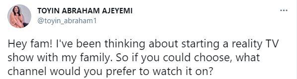 Actress, Toyin Abraham set to start reality Tv show with her family