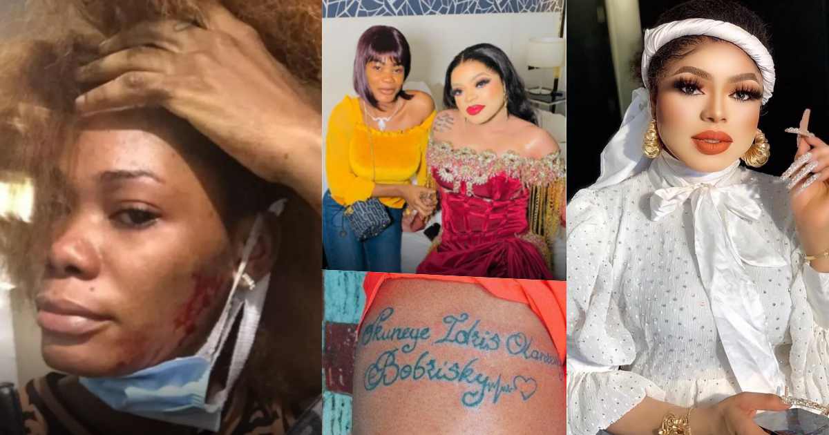 "Wicked manipulator" - Ivorian lady that tattooed Bobrisky calls him out for beating her (Video)