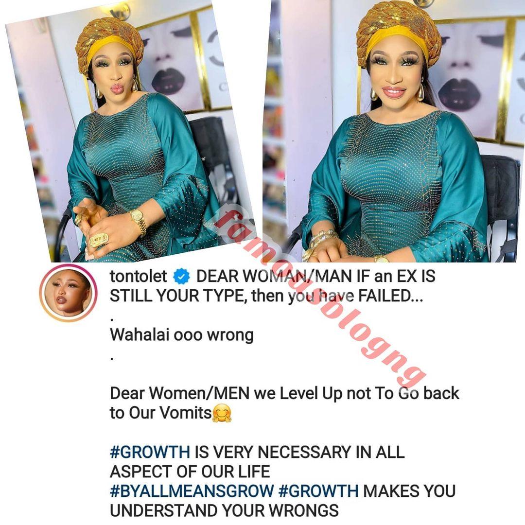 If your ex is still your type, then you have failed - Actress, Tonto Dikeh speaks