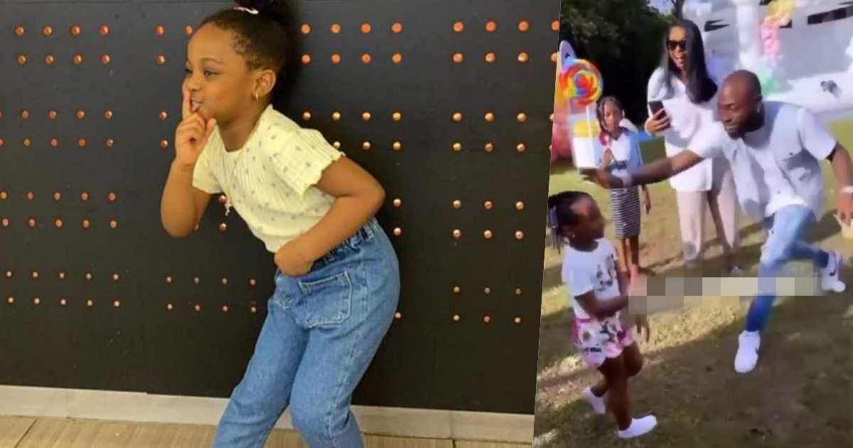 Watch Davido scold his daughter, Hailey, for trying to twerk at her birthday party (Video)