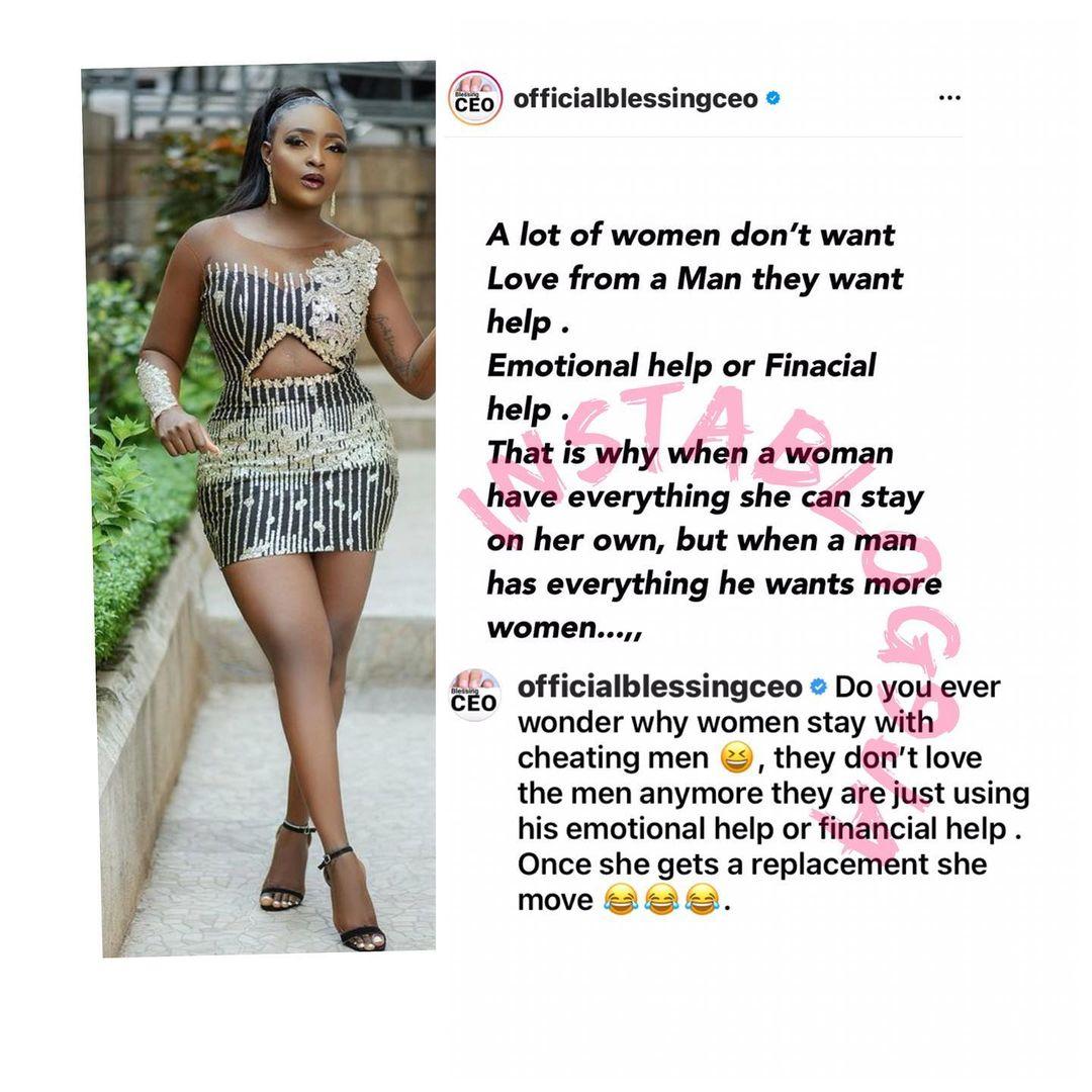 Women don’t want love from men, they want emotional or financial help — Relationship Expert, Blessing Okoro