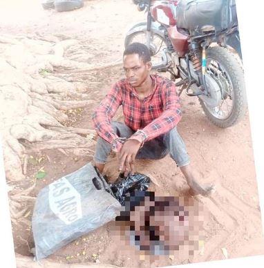 man caught human head