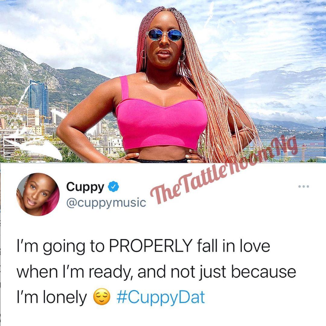 I'm not going to fall in love because I'm lonely - DJ Cuppy tell fans heaping pressure on her