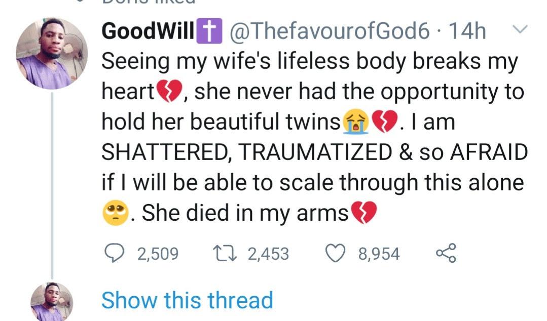 "She never had the chance to hold her twins" - Man mourns after losing his wife during childbirth
