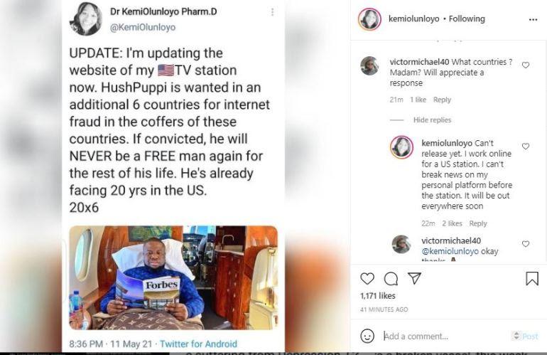 "Hushpuppi is wanted in six other countries, faces 120 years imprisonment" - Kemi Olunloyo