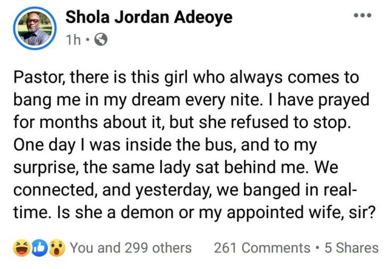 Man who had affair in his dream with 'spiritual lady' cries out for help after meeting her in reality