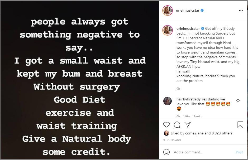 Uriel Oputa surgery body