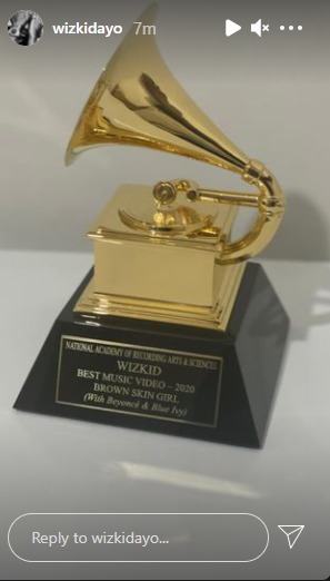 Wizkid Grammy Plaque