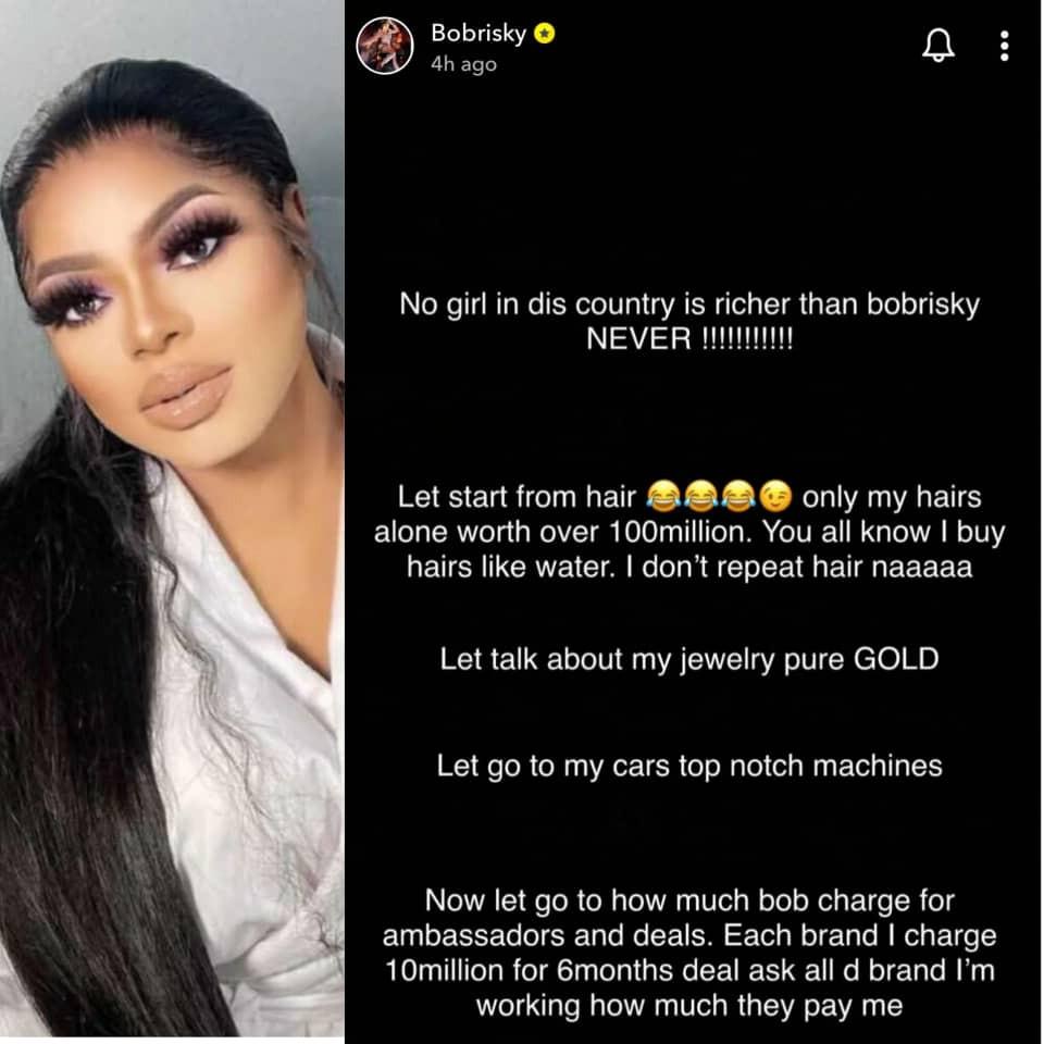 Bobrisky richest girl nigeria