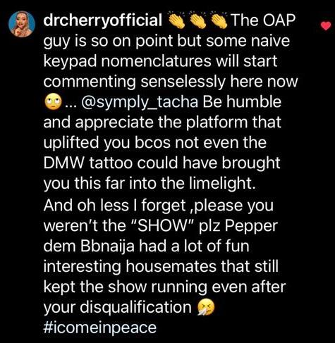 "Even DMW tattoo did not help you to stardom" - Dr Cherry & N6 drag Tacha to filth