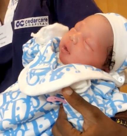 Tchidi Chikere's ex-wife, Sophia welcomes new born baby (Video)