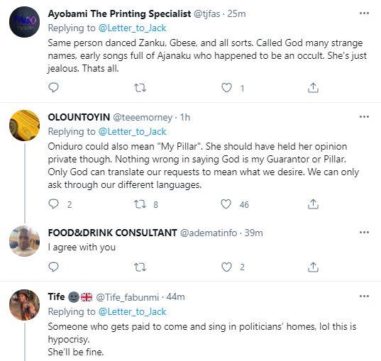 "This is jealousy and envy" - Tope Alabi dragged to filth for condemning song, 'Oniduro mi' (Video)