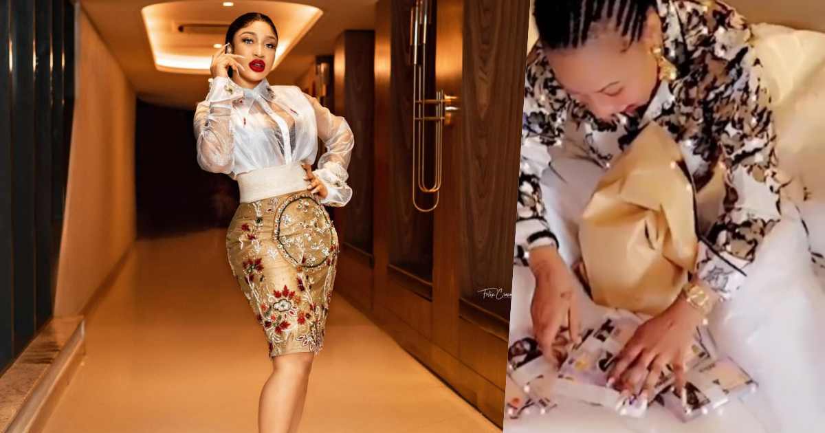 Actress, Tonto Dikeh gets cash gift of N2M for her birthday (Video)