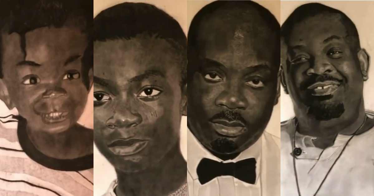 Don Jazzy gushes over artwork of him at different phases of his life (Video)