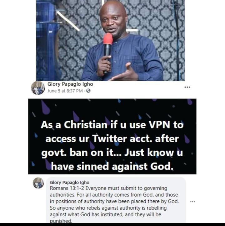 Clergyman twitter sin ban