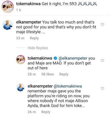 "Both of you are mad" - Between Toke Makinwa and troll who claims that her ex gave her fame