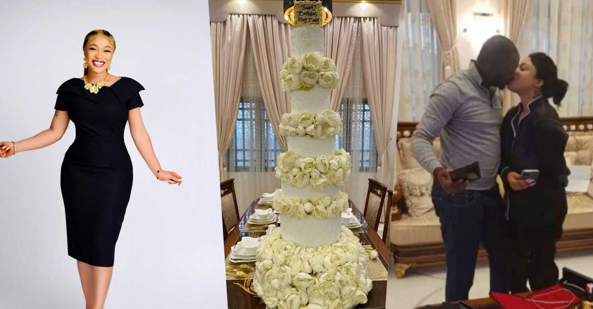 "Thank you for making me a better woman" - Tonto Dikeh celebrates birthday of her new lover with a giant cake