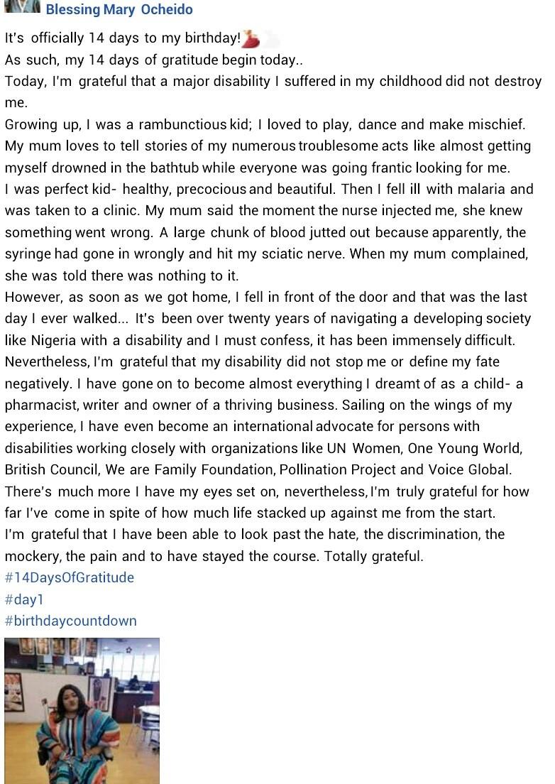 Blessing ocheido  physically disabled