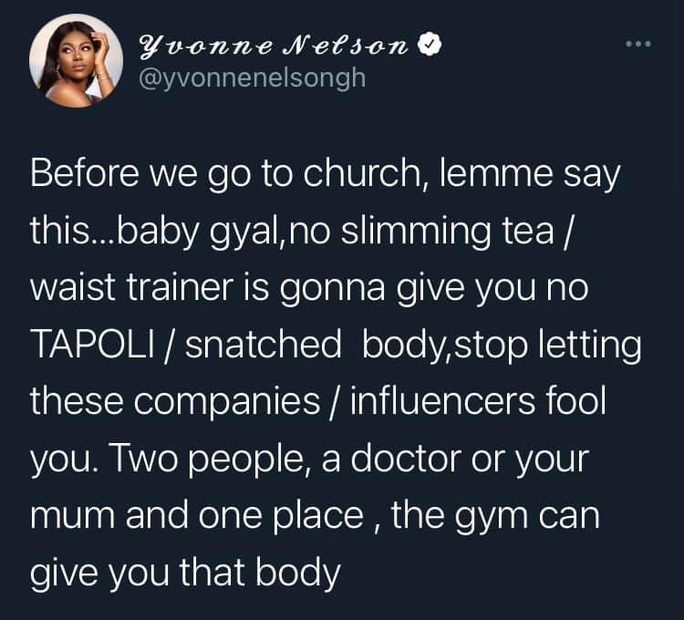 yvonne Nelson slimming tea