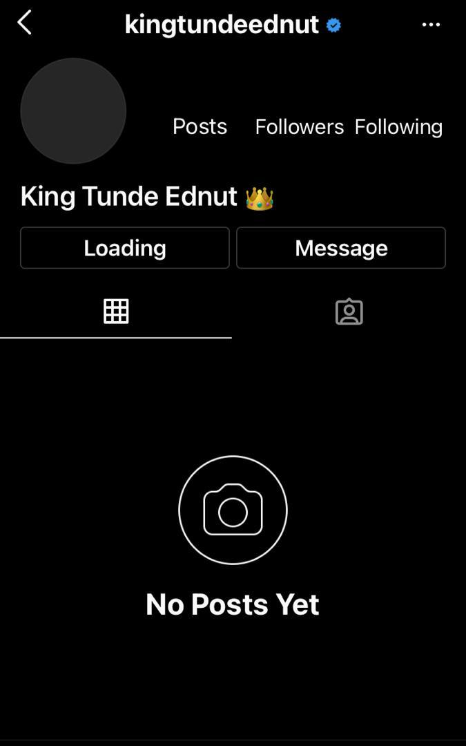 Instagram suspends Tunde Ednut's page for the umpteenth time