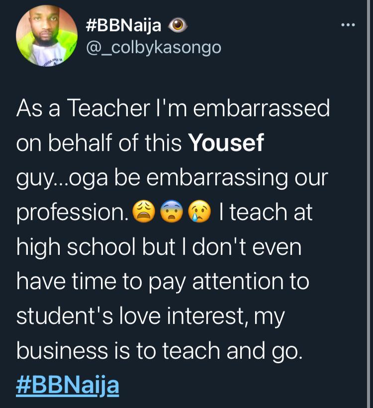 #BBNaija2021: Yousef dragged for saying 'my students have crushes on me, thank God I'm not a pedophile'