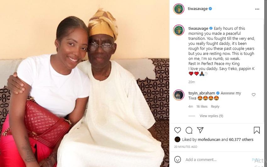 Tiwa Savage lost dad