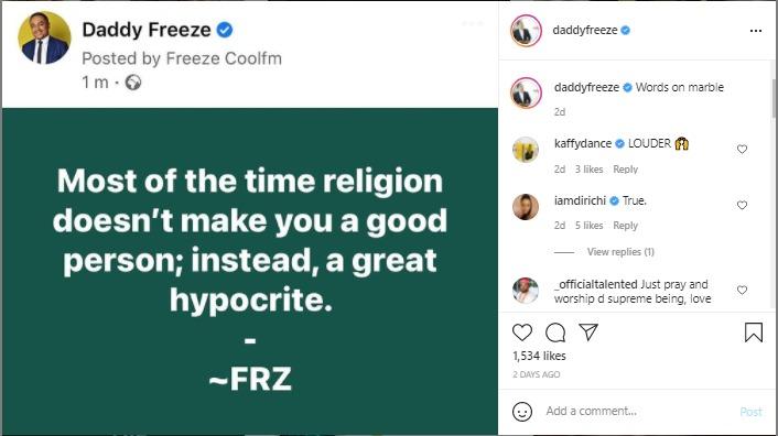 daddy freeze religion