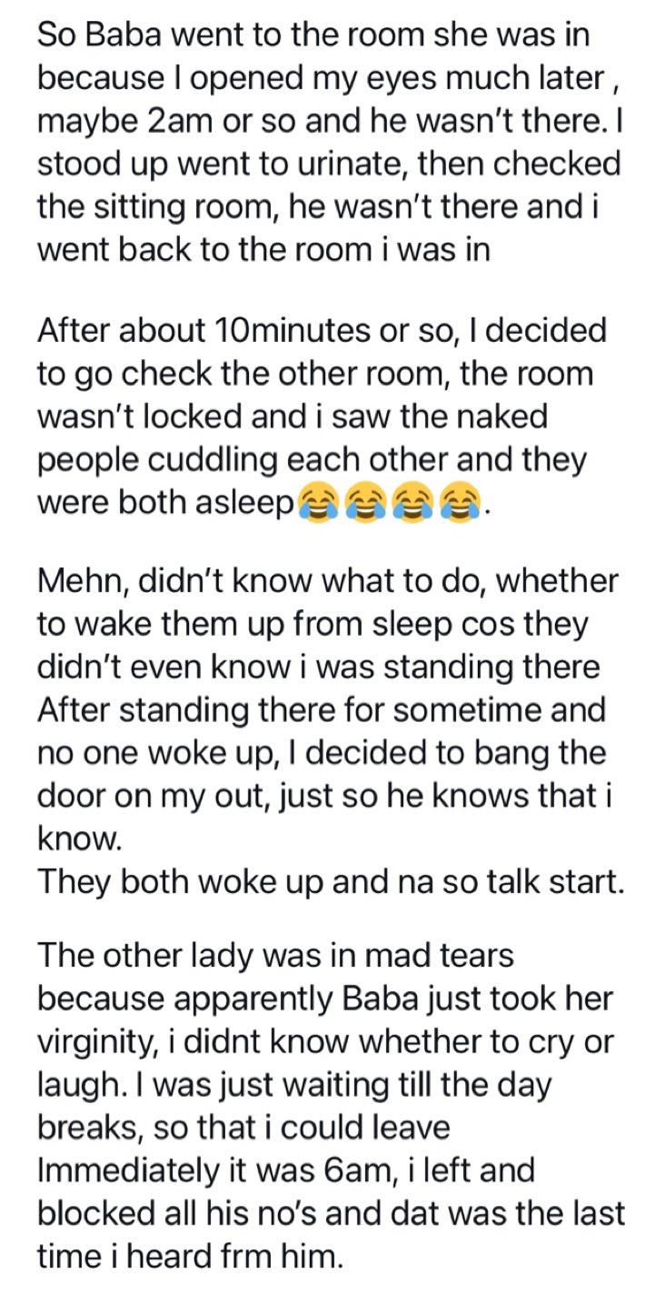 Lady narrates how she was tricked by her boyfriend to sleep under the same roof with his second girlfriend