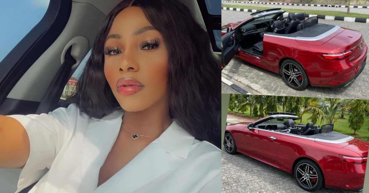 Mercy Eke acquires Mercedes Benz convertible worth millions of naira (Video)