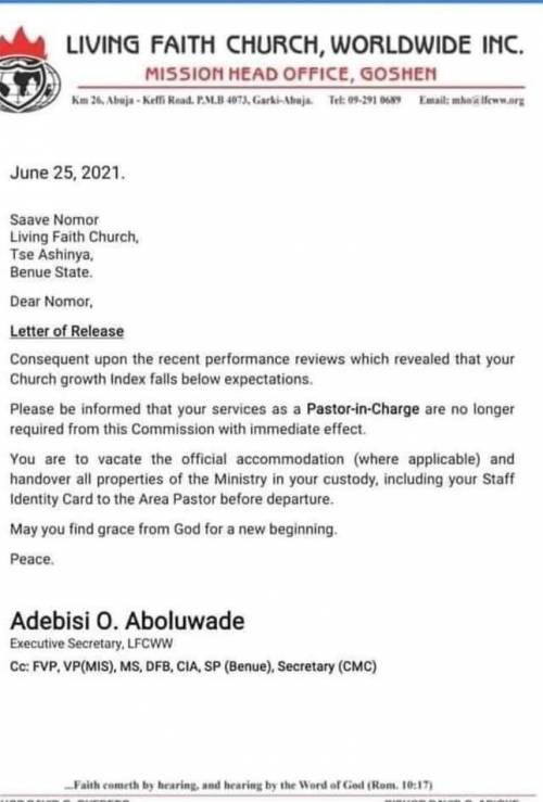 Pastor calls out Living Faith Church for sacking over 40 prophets for generating 'low income' (Video)