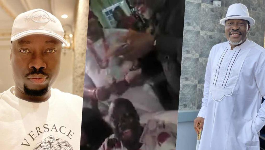Moment Obi Cubana made 'sign of the cross' as Kanayo O. Kanayo spray him money (Video)