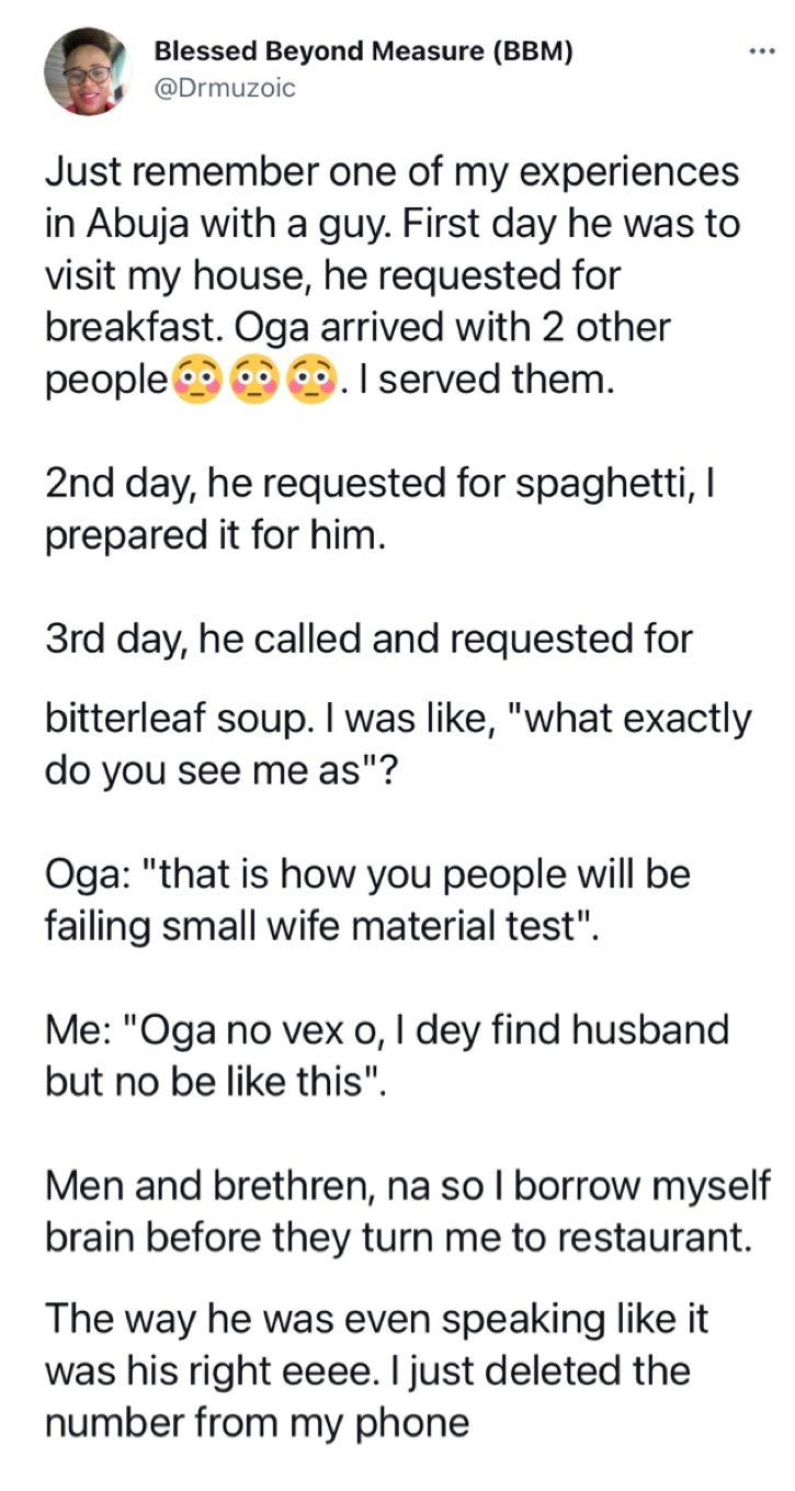 Lady narrates her experience with a 'hungry' man