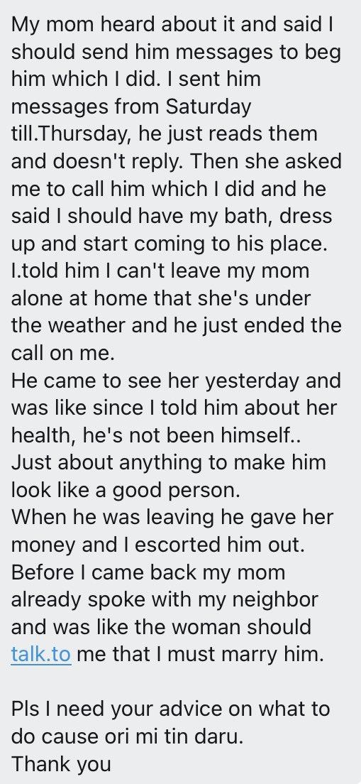 "My parents are forcing me to marry a rude man because of his riches" - Lady seeks advice