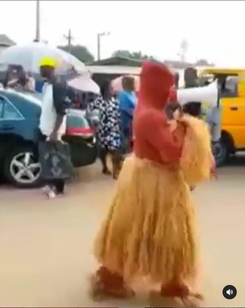 Moment masquerade was spotted preaching the gospel of Jesus Christ on the street (Video)