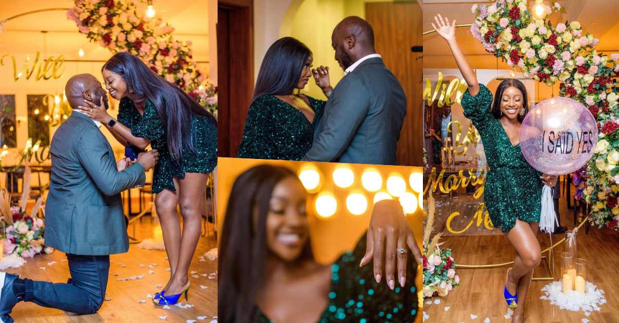 Touching moment actress Ini Dima-Okojie got engaged (Video)