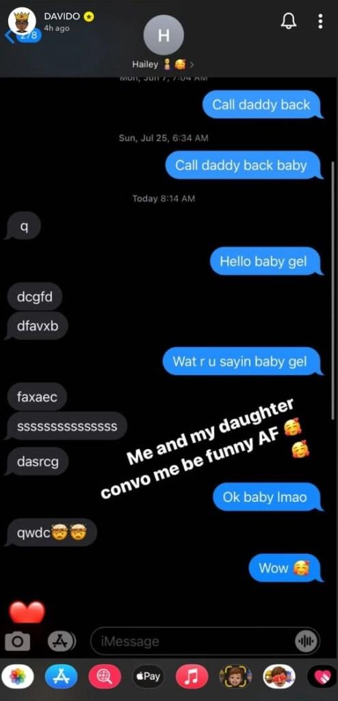 Davido chat hailey