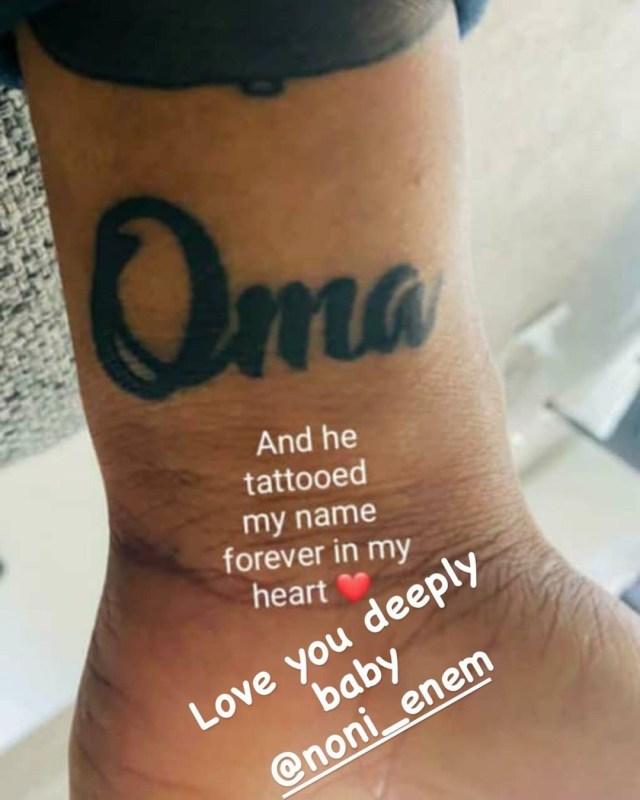 Oma Nnadi's husband tatoos