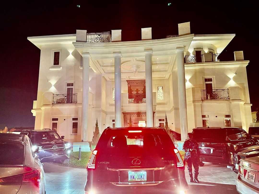 Front and rear view of Obi Cubana's mansion in Abuja