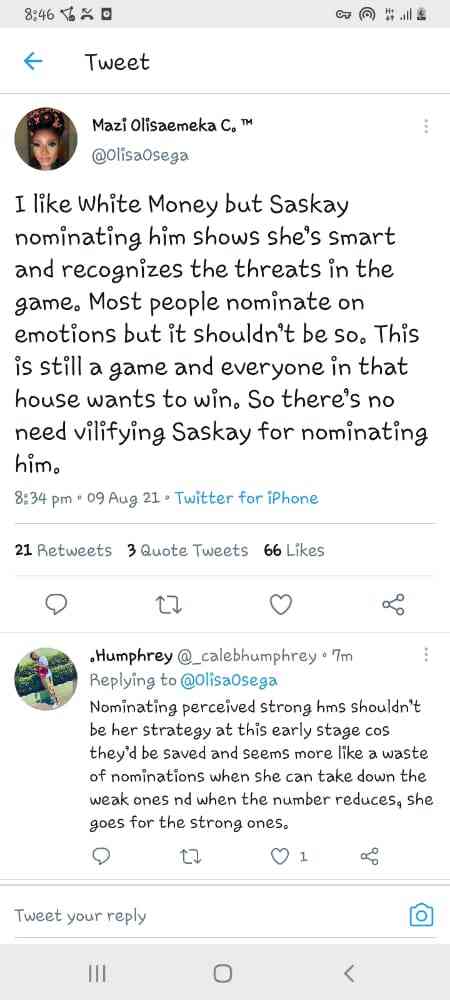 Saskay nominated WhiteMoney