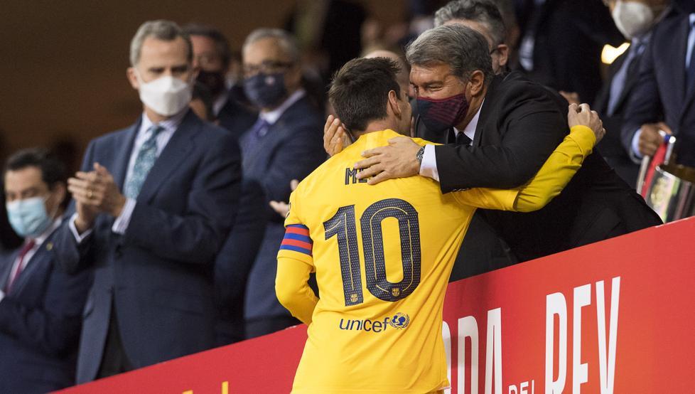 Lionel Messi and Joan Laporta