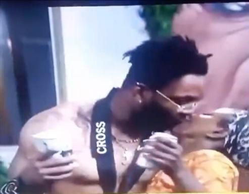 #BBNaija: Moment Cross and Arin shared a kiss after Jacuzzi party (Video)