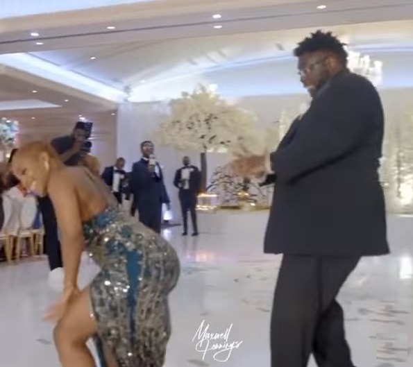 Groomsman and bridesmaid steal show with dance moves at wedding party (Video)
