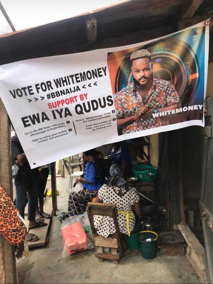 #BBNaija: "Street never forgets their own" - Reactions as food vendor showers support for WhiteMoney
