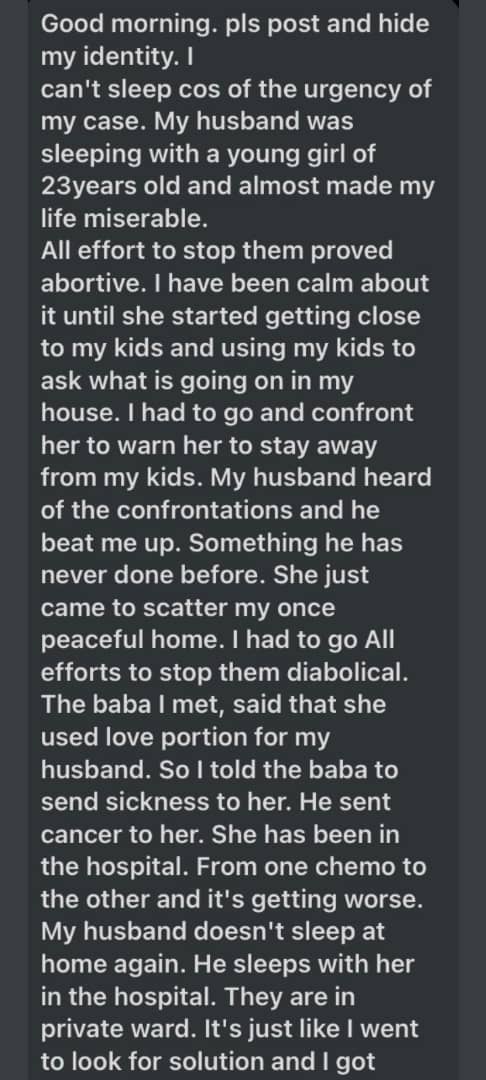 Lady Side Chick Husband Sickness