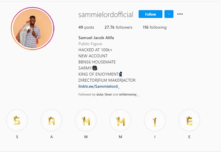 Sammie IG hacked