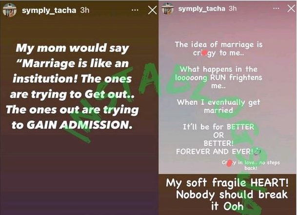 "The idea of marriage frightens me" - Reality star, Tacha Akide