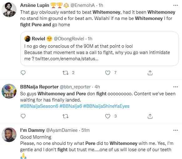 Whitemoney Pere fight reactions